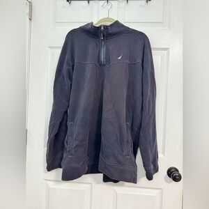 Nautica Black and Cream Quarter-Zip Pullover - XXL